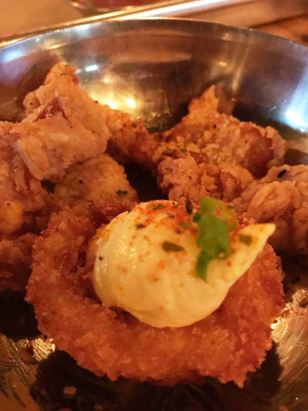 deviled eggs and chicken skin